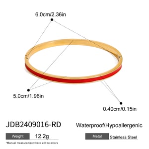 1 Piece Simple Series Drop Oil Round Stainless Steel  Gold Color Women's Bangles h5 